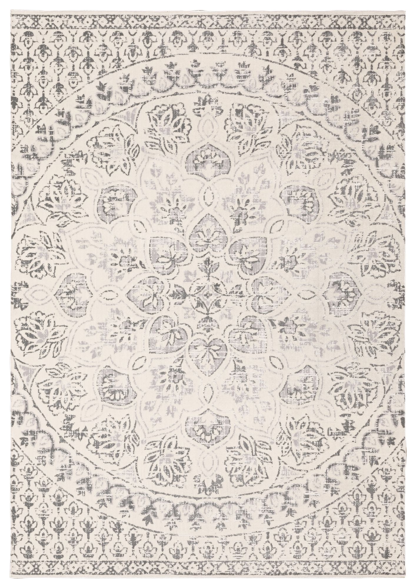 Capistrano Ivory and Gray Floral Area Rug