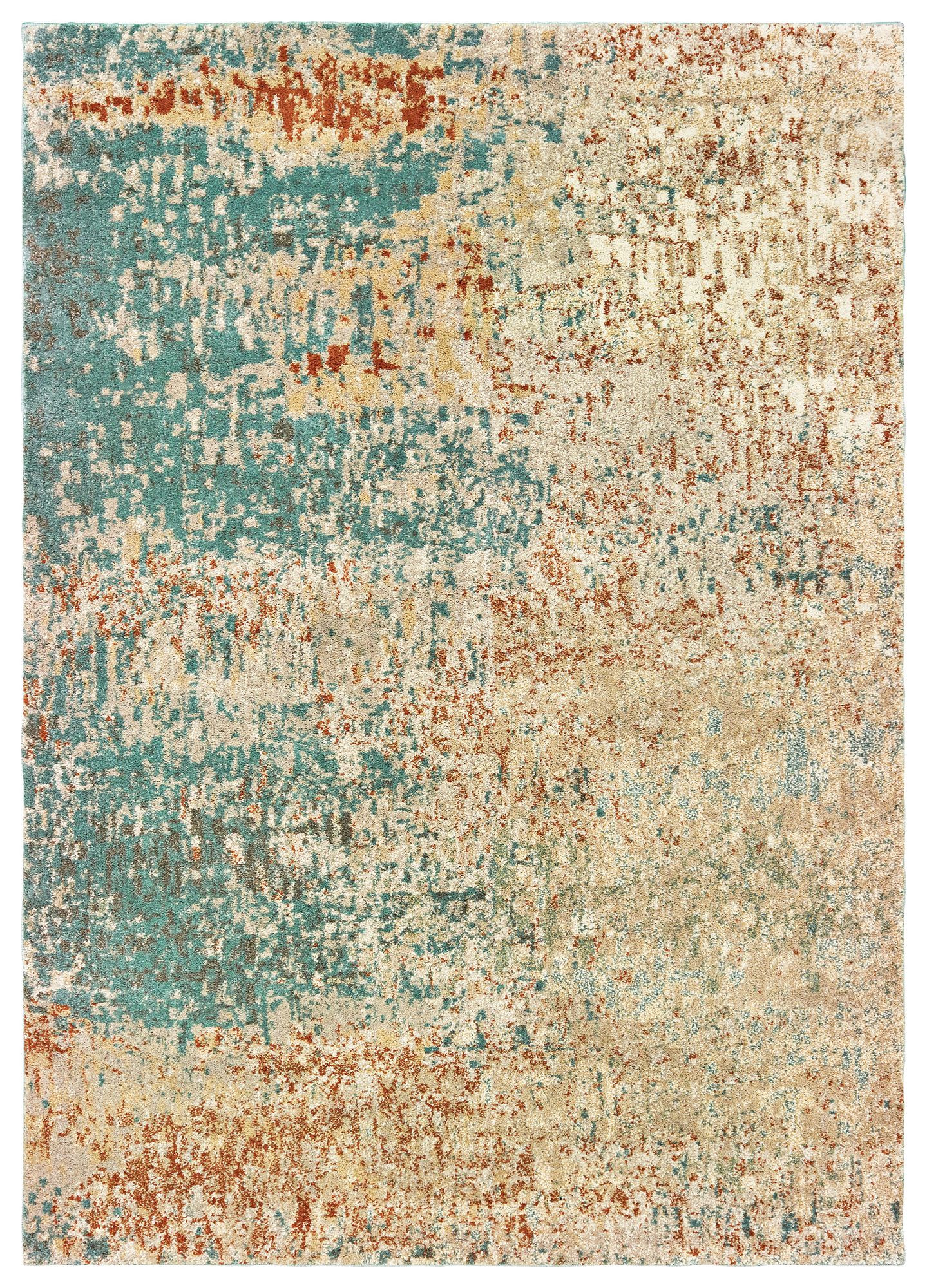 Carson Blue and Orange Abstract Area Rug