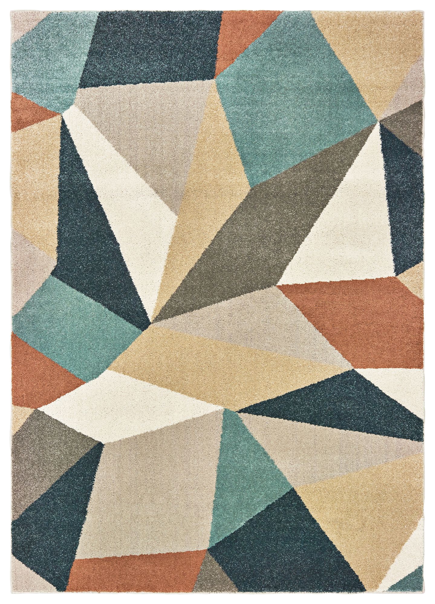 Carson Blue and Orange Geometric Area Rug