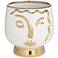Modern Face Wink 8" High Gold and White Ceramic Vase