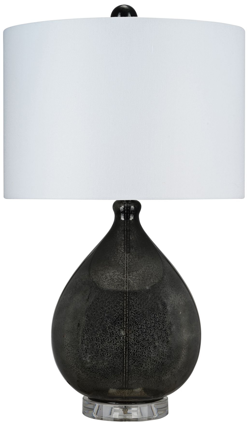 Glossy Black Mercury Glass Teardrop LED Table Lamp