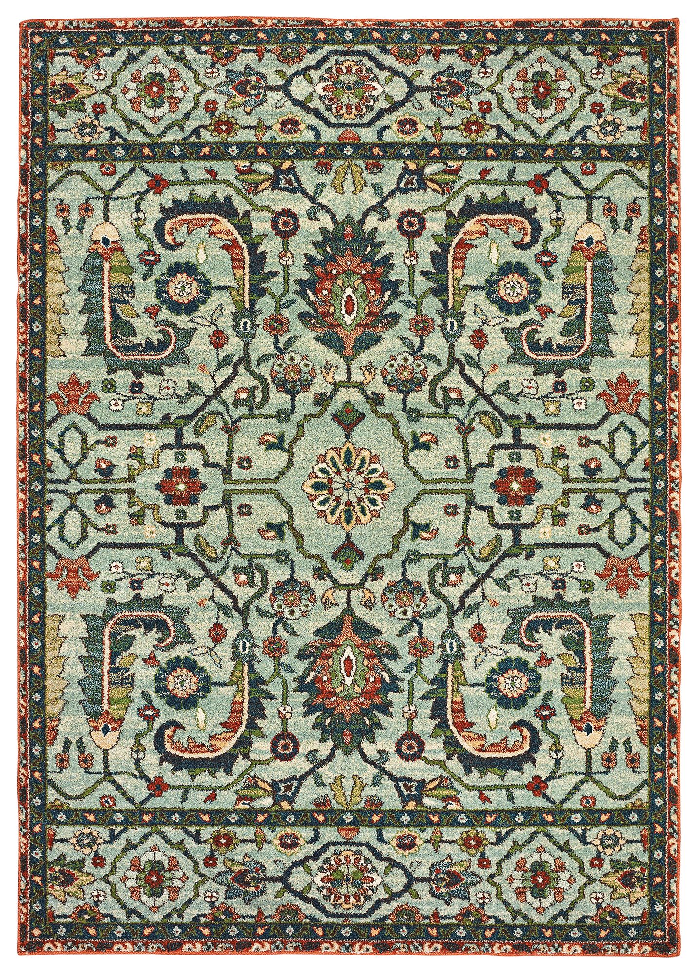 Dawson Green and Rust Oriental Area Rug