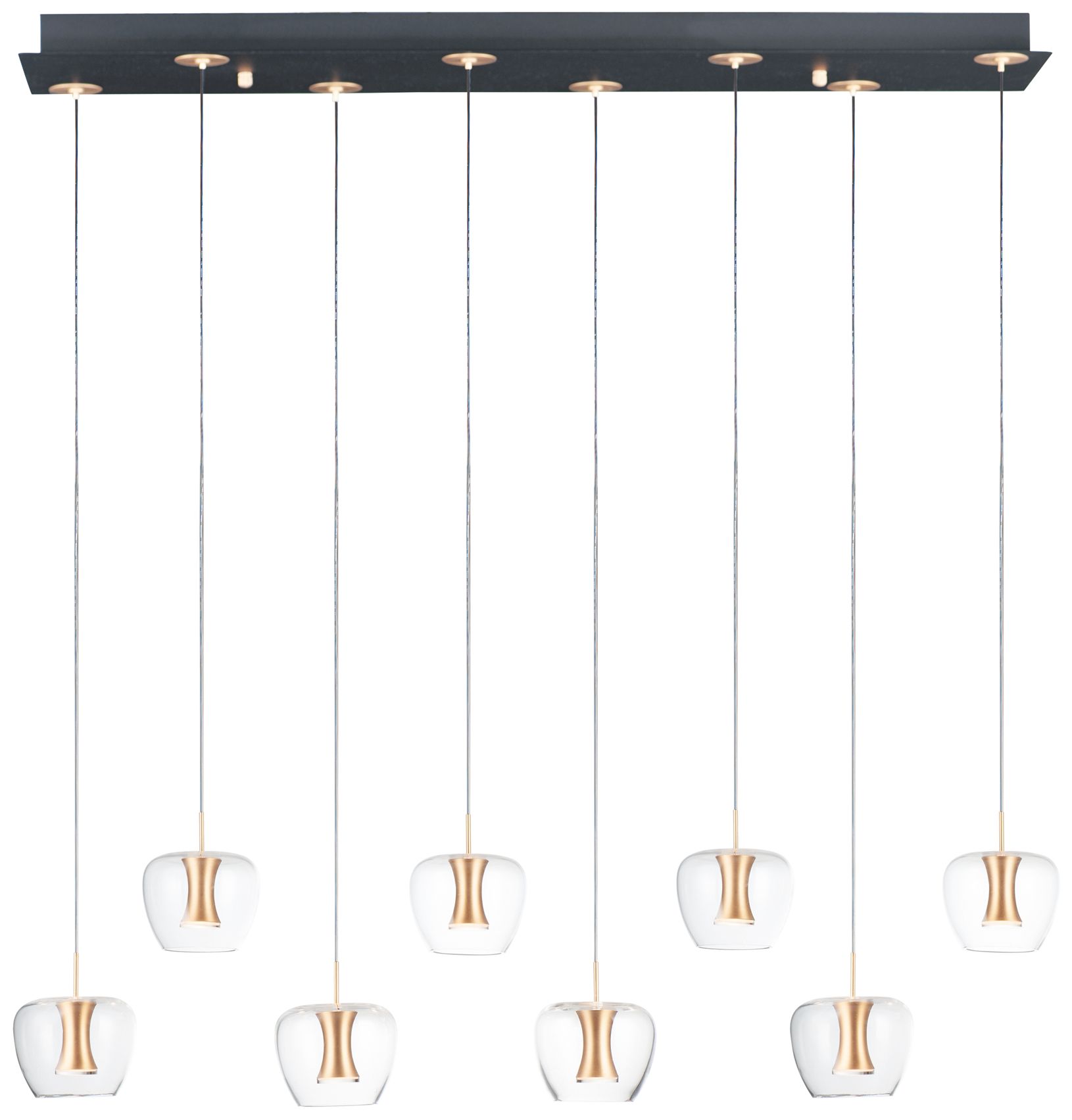 Newton 38 1/2"W Black Gold Linear LED Multi-Light Pendant