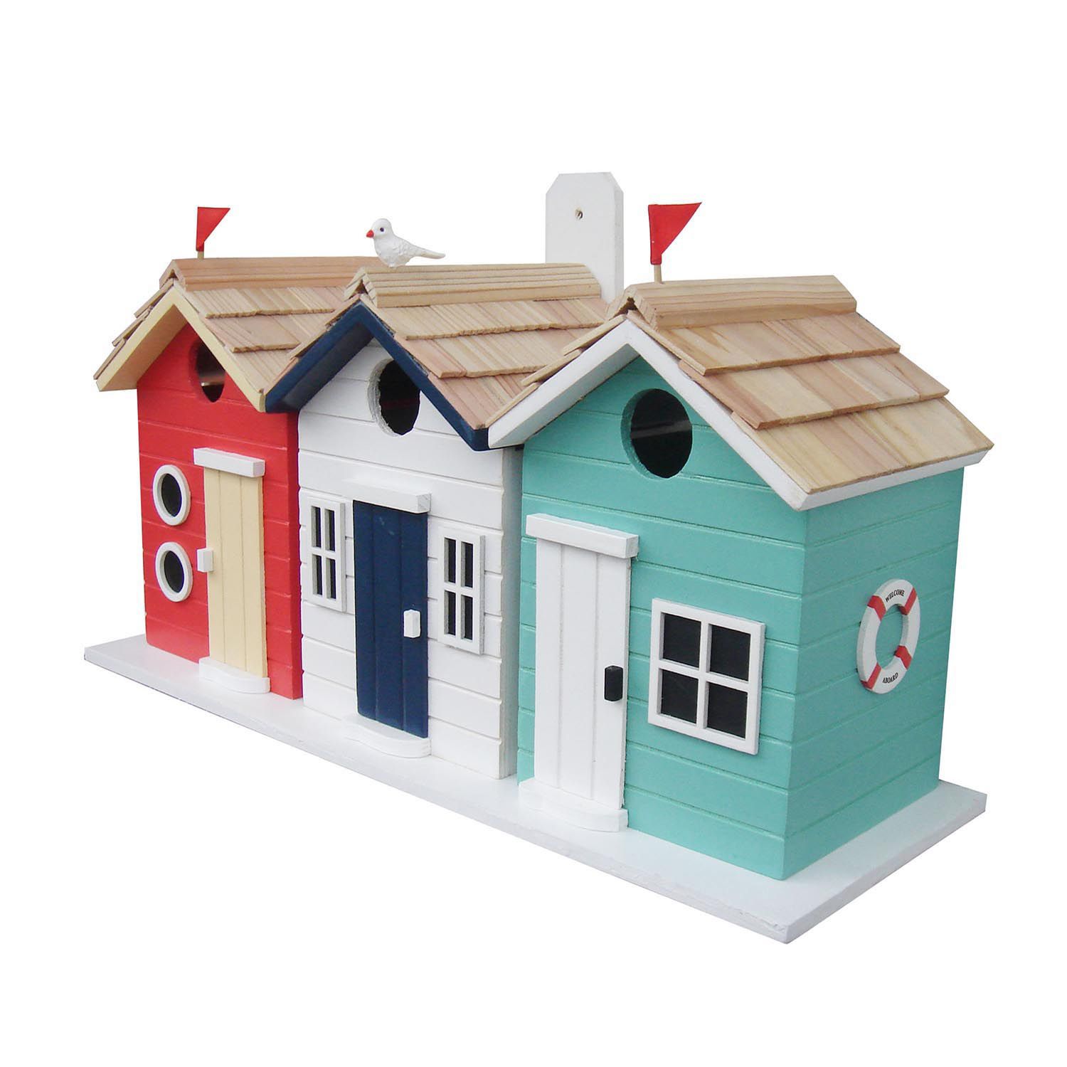Brighton Beach Huts Multi-Color Wood Birdhouse