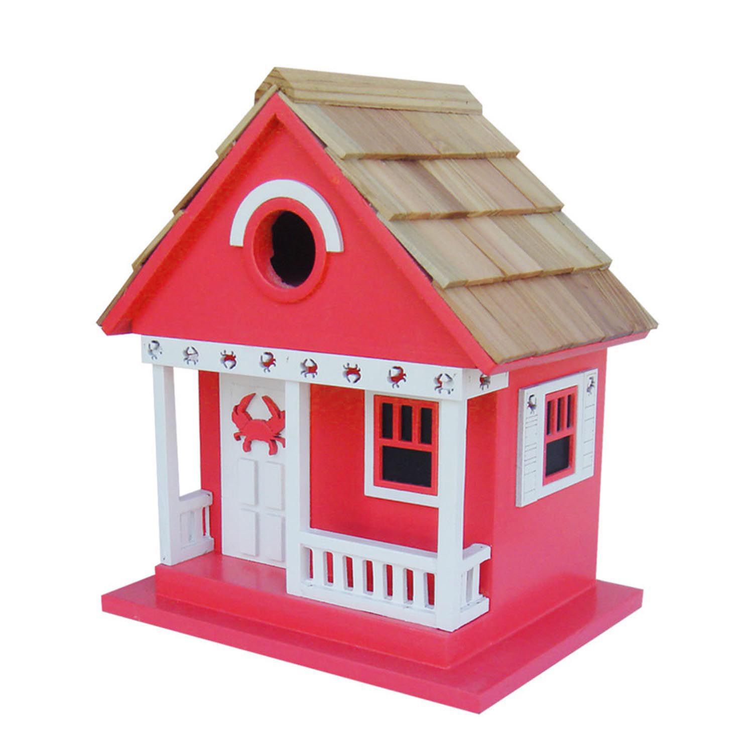 Crab Cottage Red Wood Birdhouse