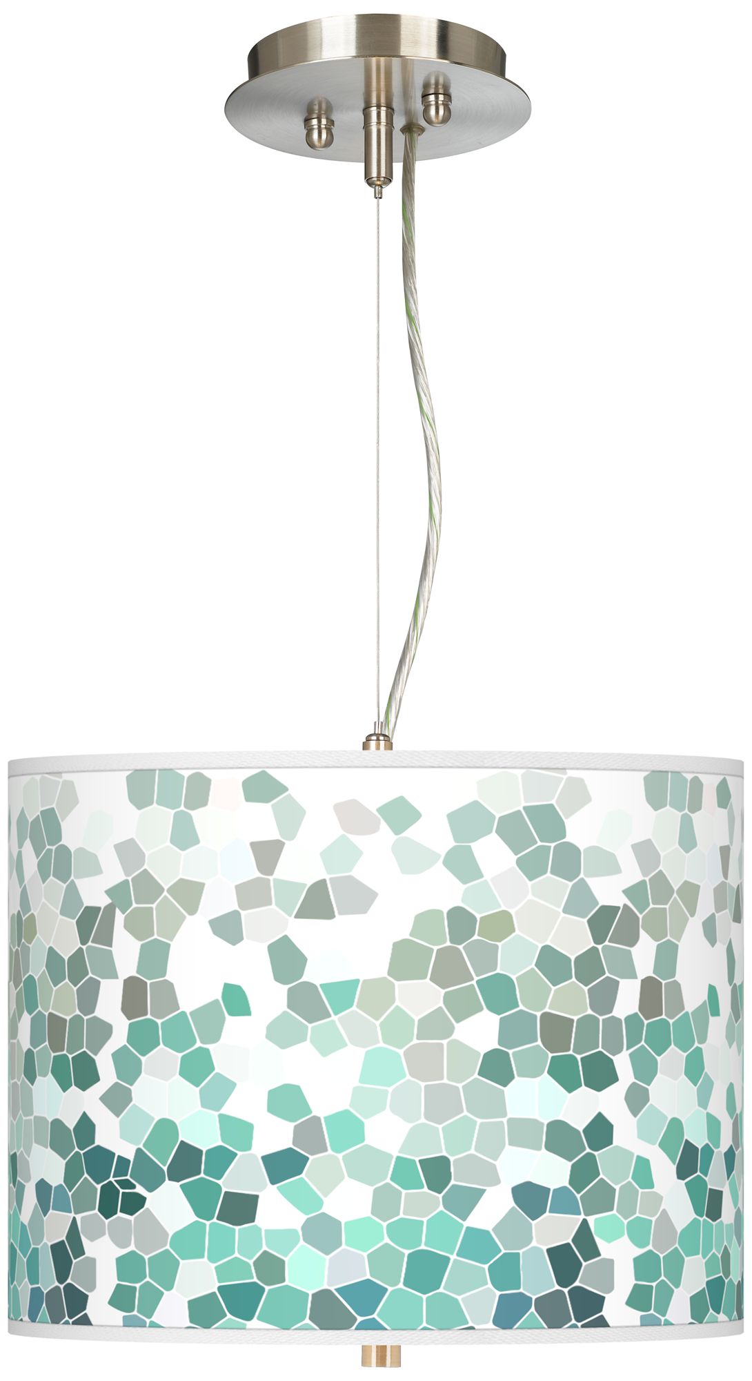 Aqua Mosaic Giclee 13 1/2" Wide Pendant Chandelier