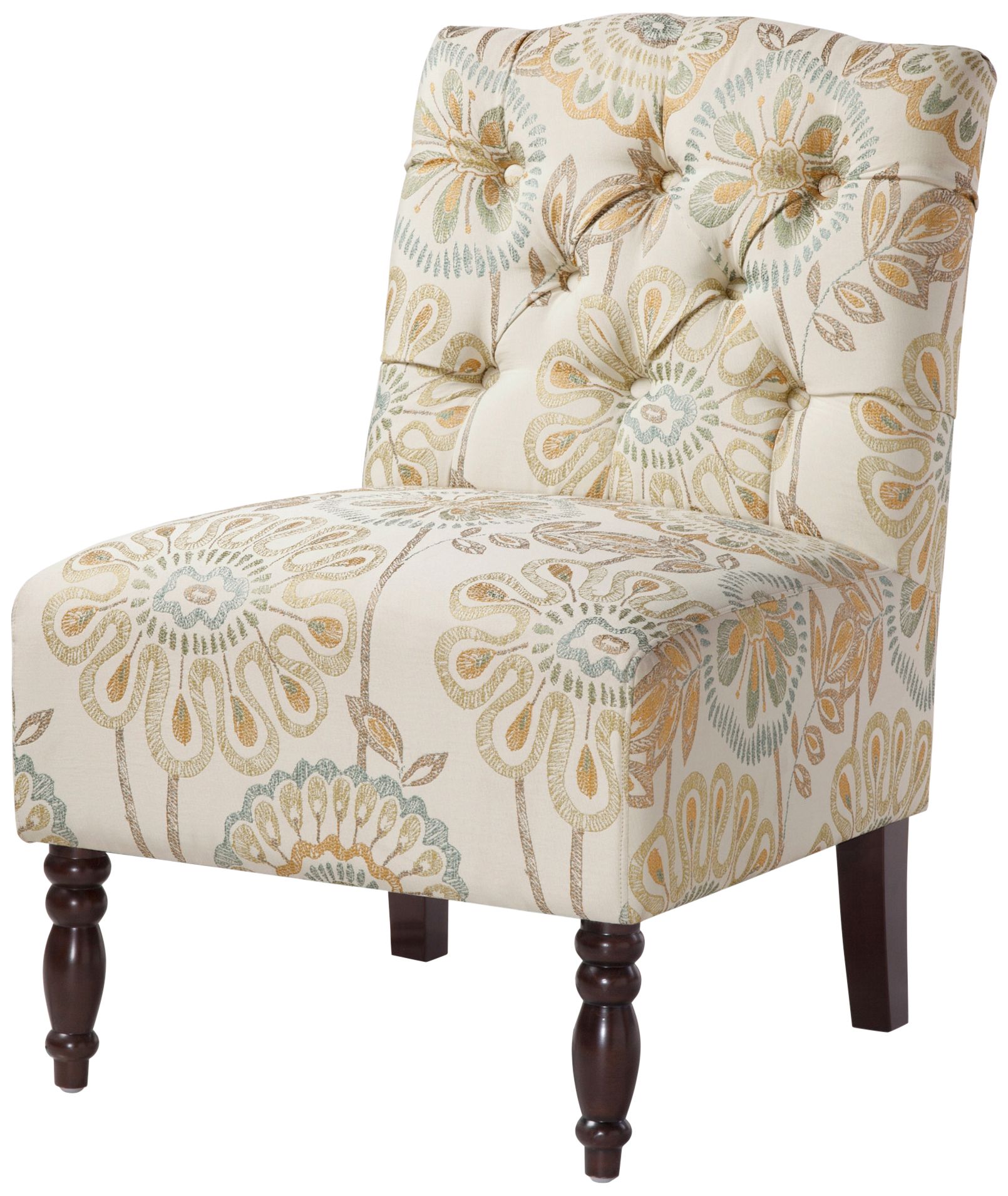 Lina Neutral Multi Color Button Tufted Armless Accent Chair 82W56   82w56