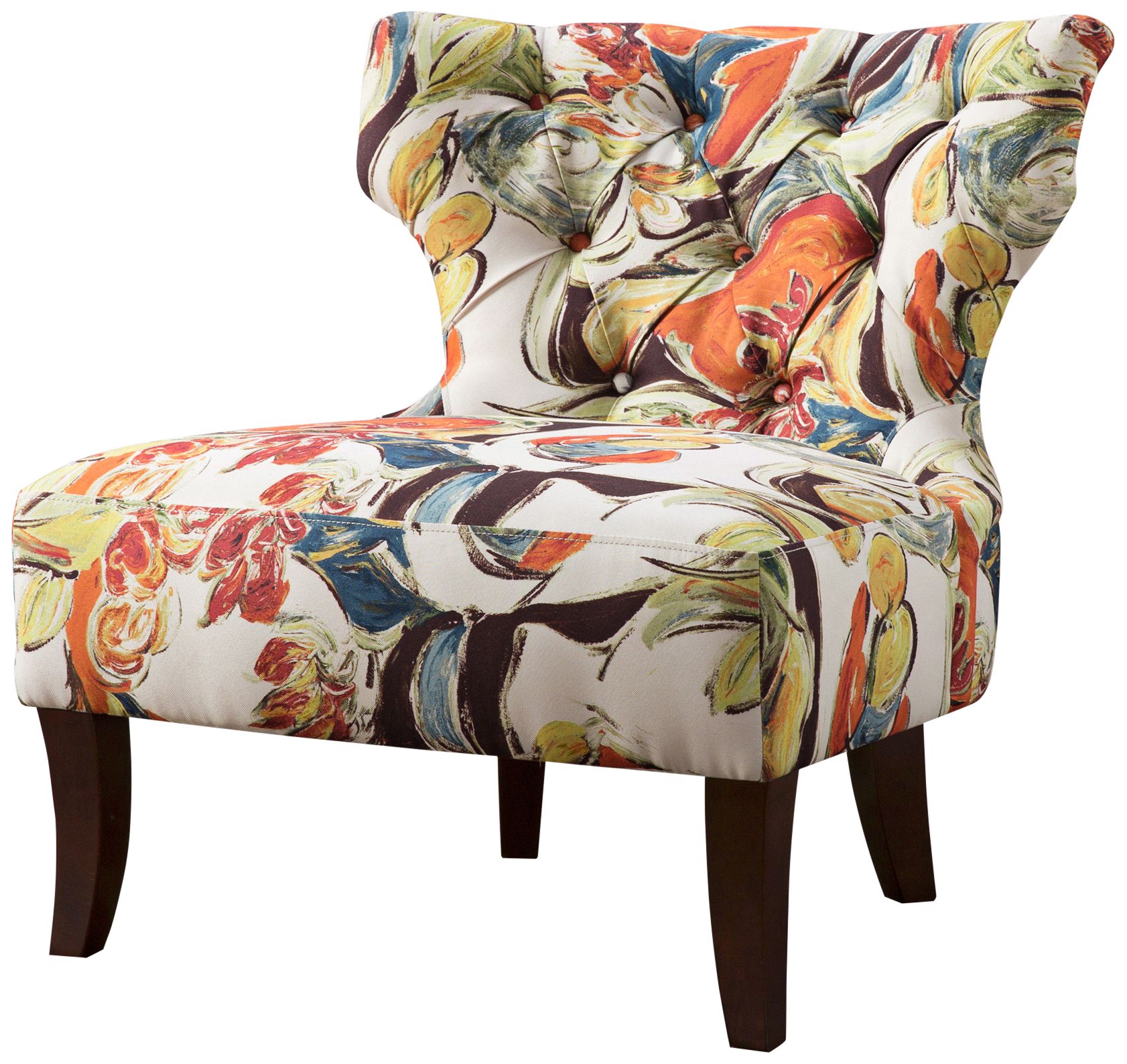 Bree MultiColor Tufted Hourglass Armless Accent Chair 82W69 Lamps