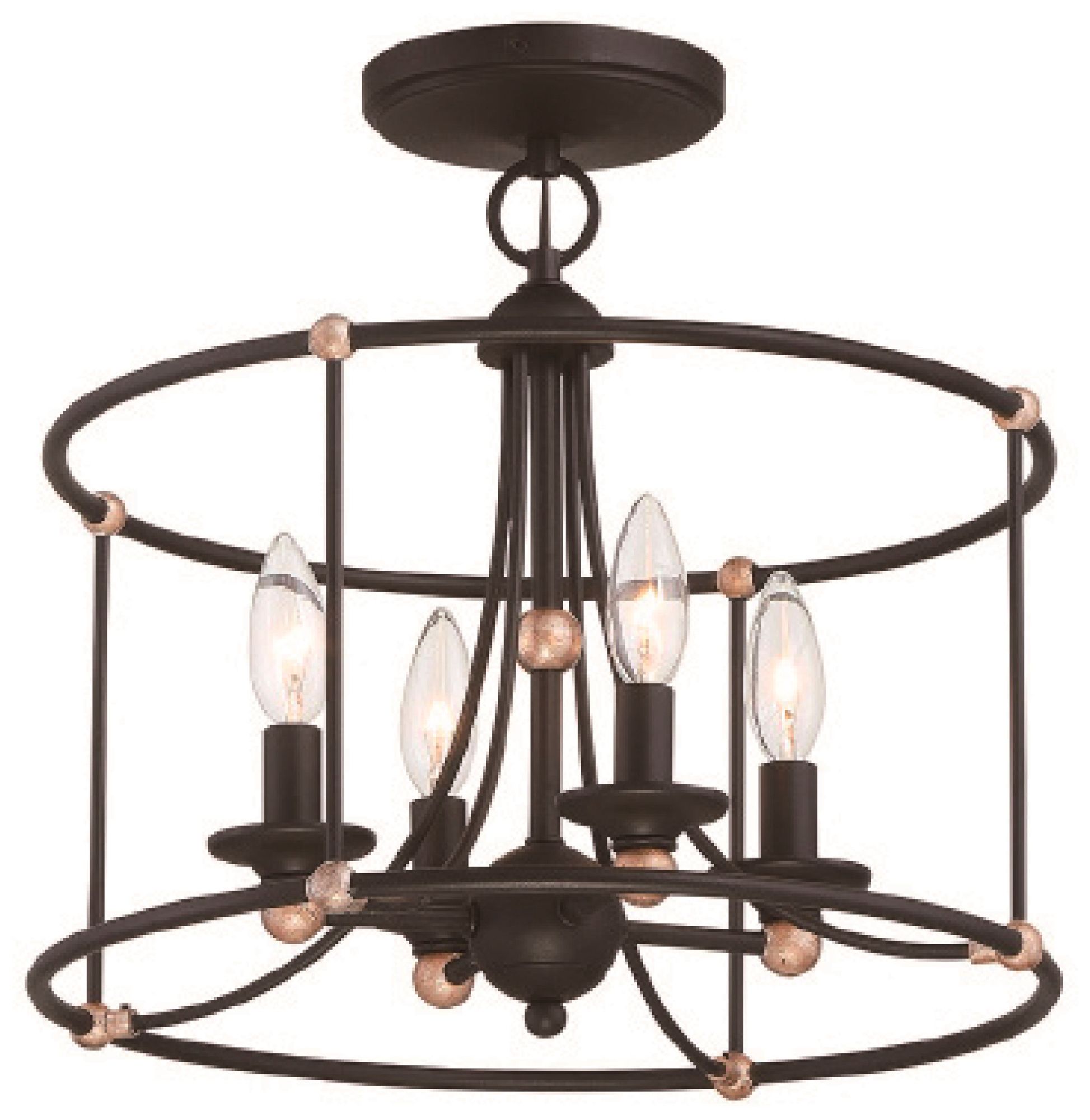 Westchester County 15 3/4"W Sand Coal 4-Light Ceiling Light