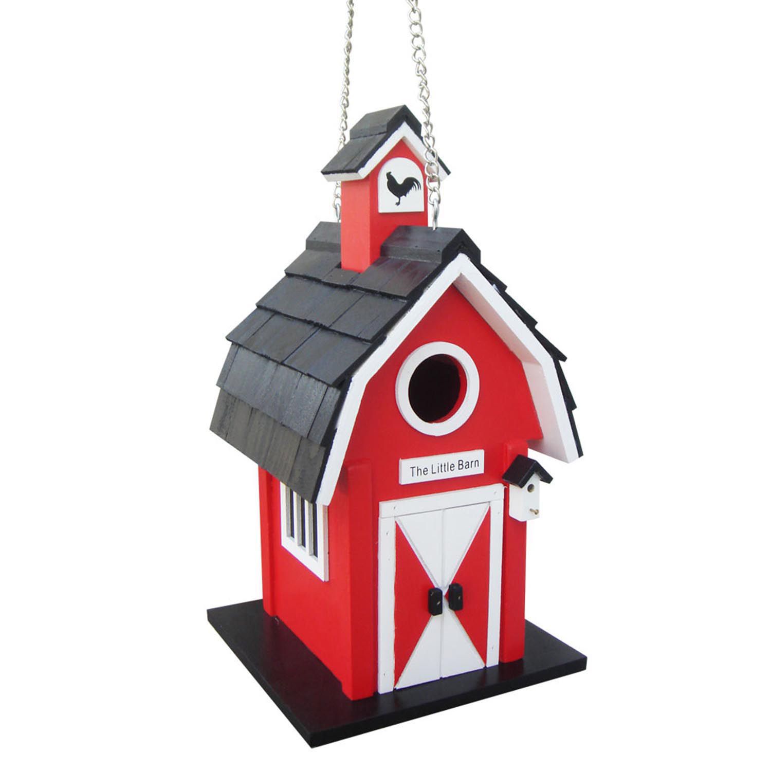 Barn Red and Black Wood Hanging Birdhouse