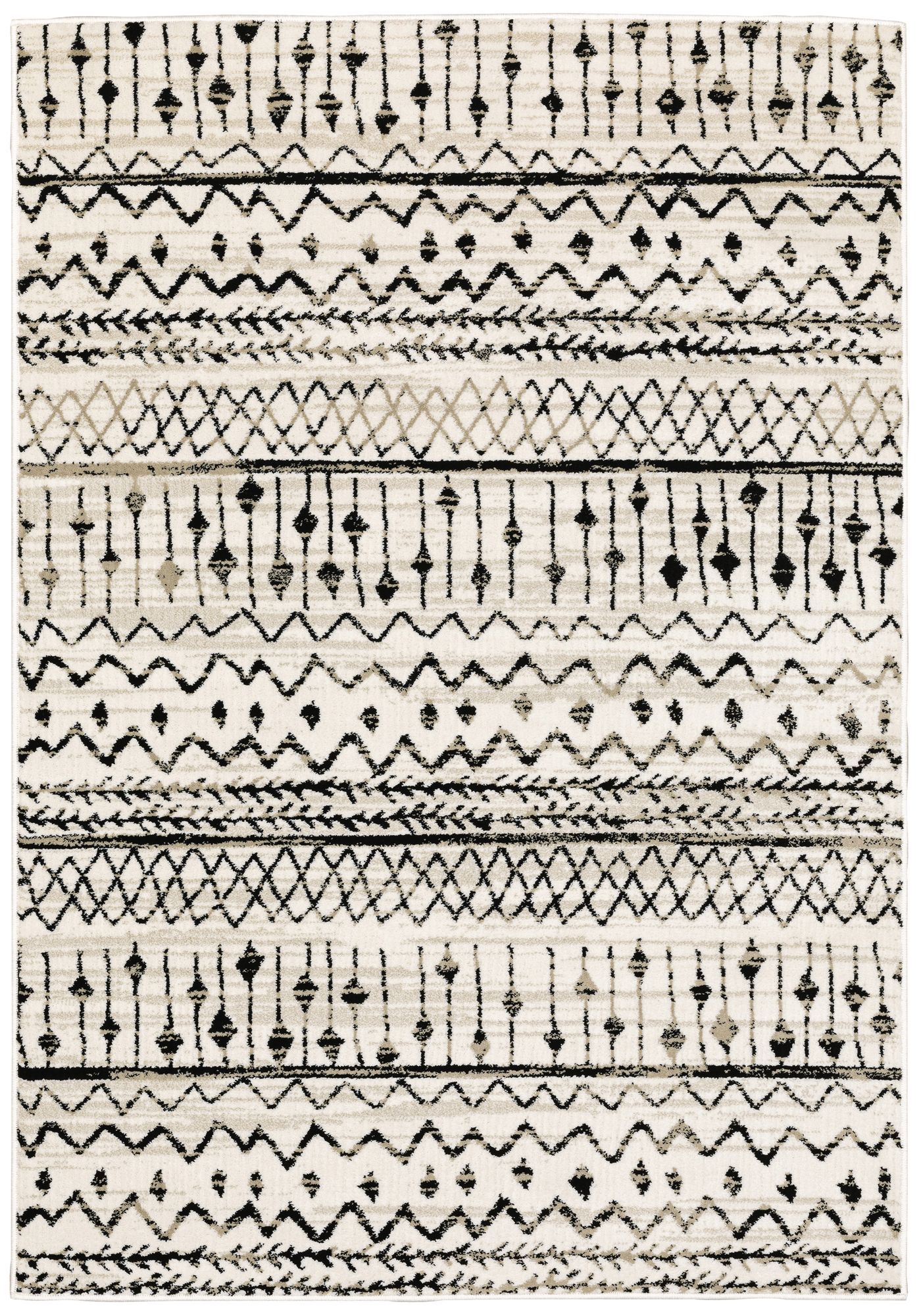 Georgia Ivory and Black Geometric Area Rug