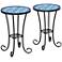 Blue Stars Mosaic Black Outdoor Accent Tables Set of 2