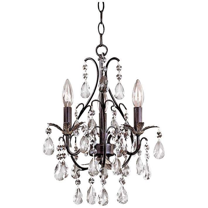 Castlewood Walnut And Crystal 3 Light, Lamps Plus Mini Chandeliers