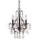 Castlewood Walnut and Crystal 3-Light Small Mini Chandelier