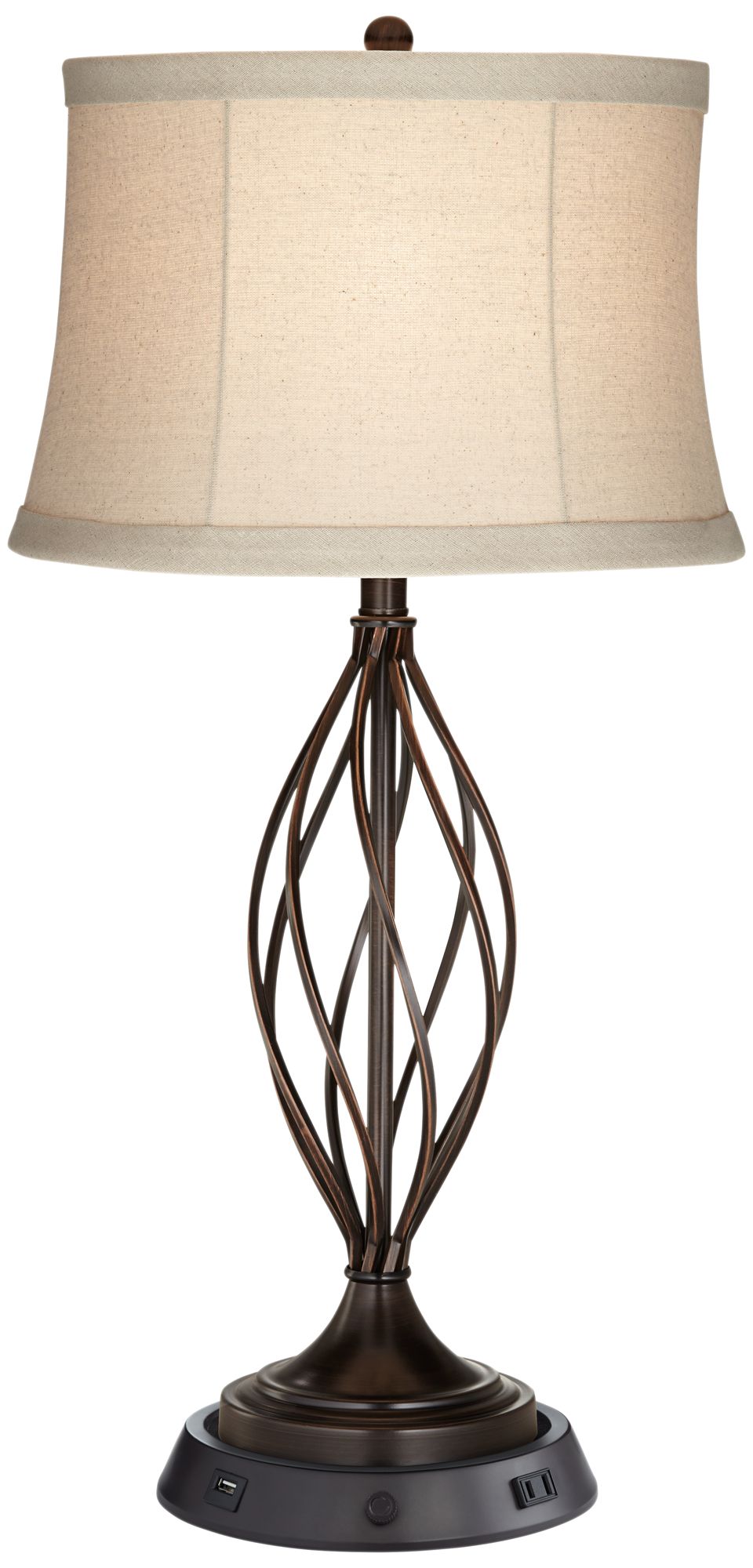 Liam Bronze Table Lamp with Dimmable USB Workstation Base 83C05