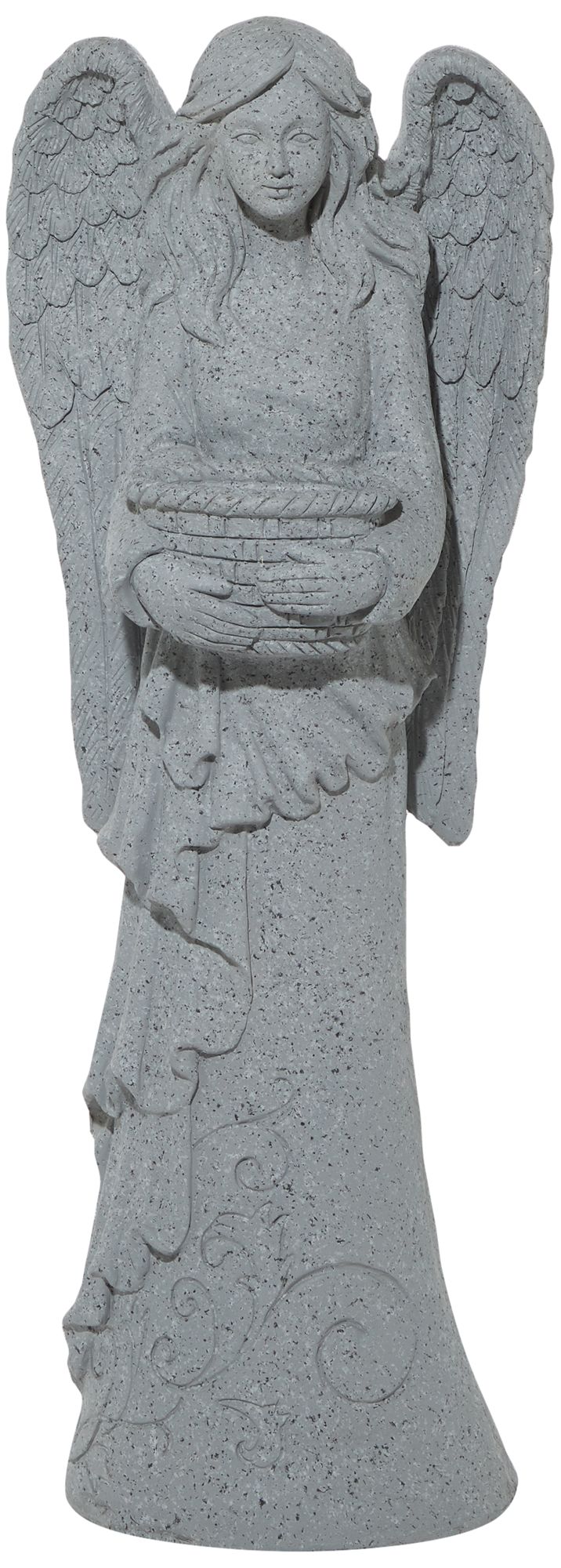 Winged Angel 48" High Gray Fiberglass Outdoor Garden Statue