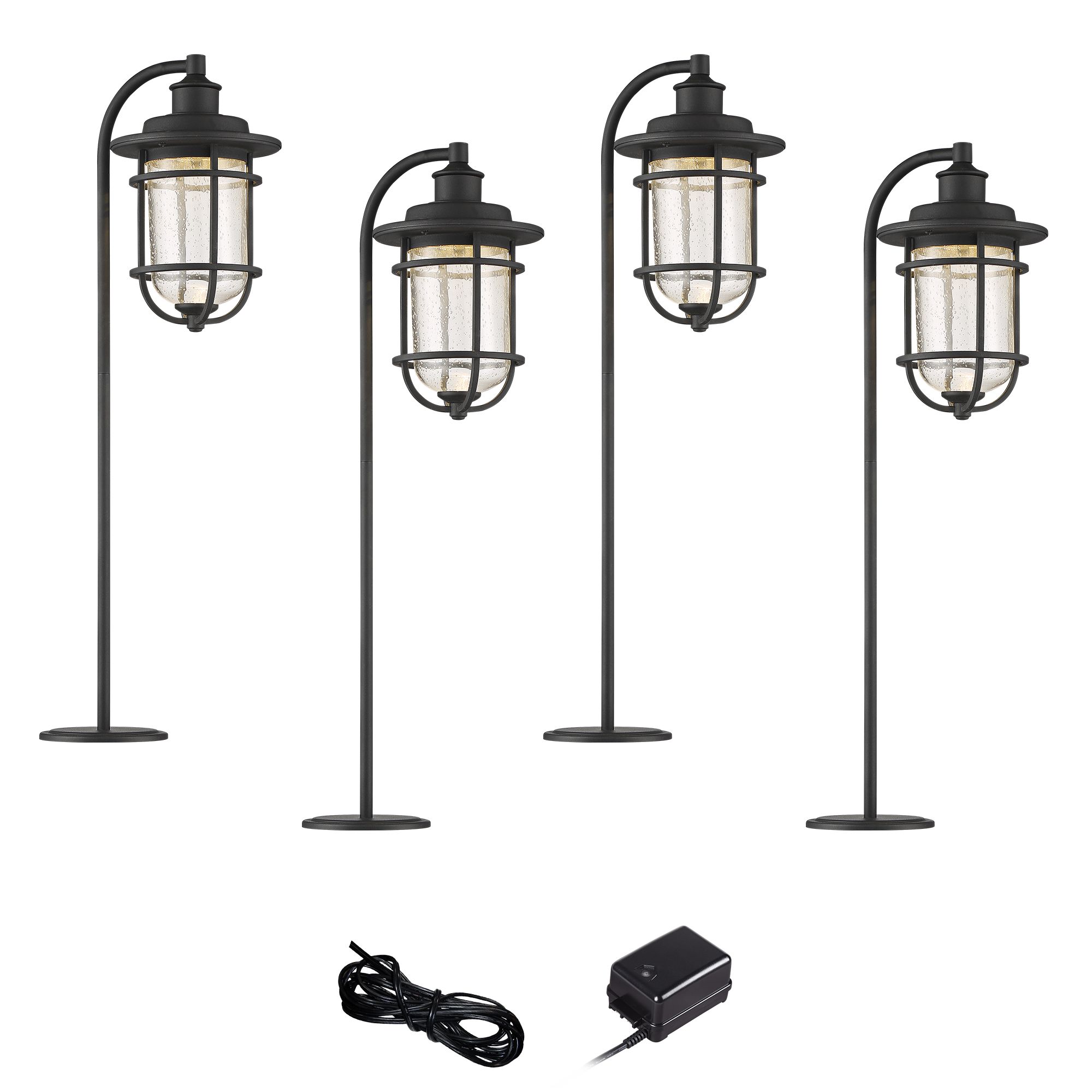 Markham Textured Black 6-Piece LED Landscape Path Light Set