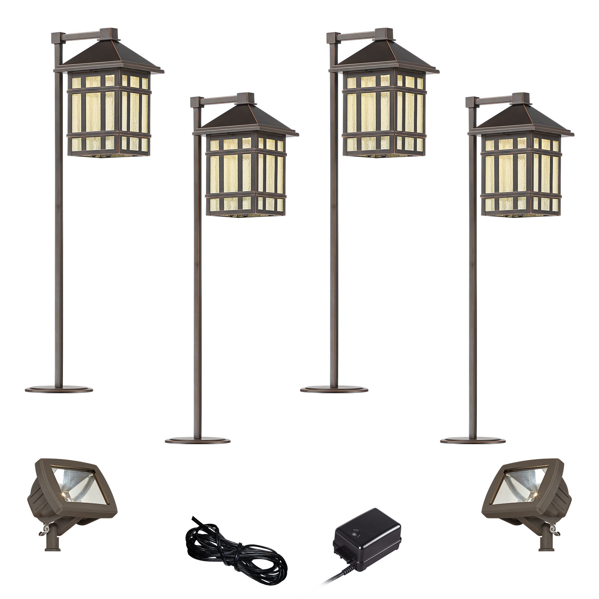 Jardin du Jour Bronze 8-Piece LED Path and Flood Light Set