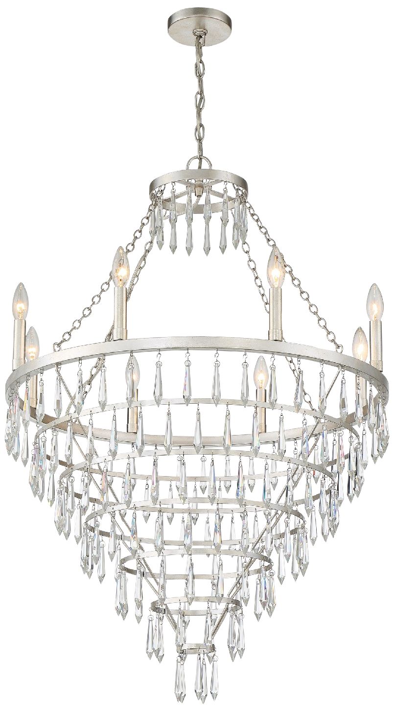 Crystorama Lucille 28"W Antique Silver 8-Light Chandelier
