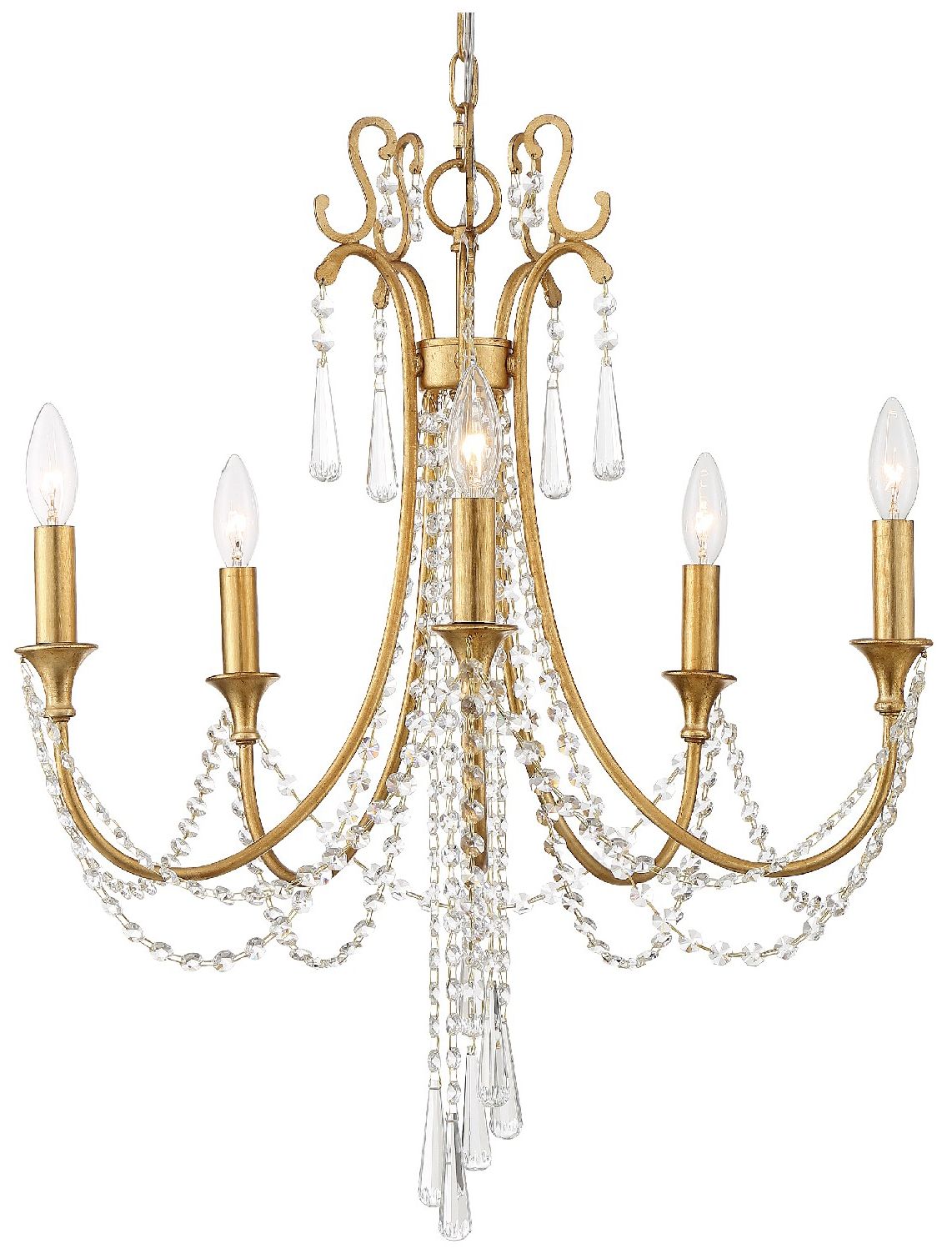 Crystorama Arcadia 23 1/2"W Antique Gold 5-Light Chandelier