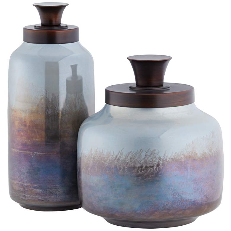 Ayla Glass Bronze Decorative Containers Set of 2