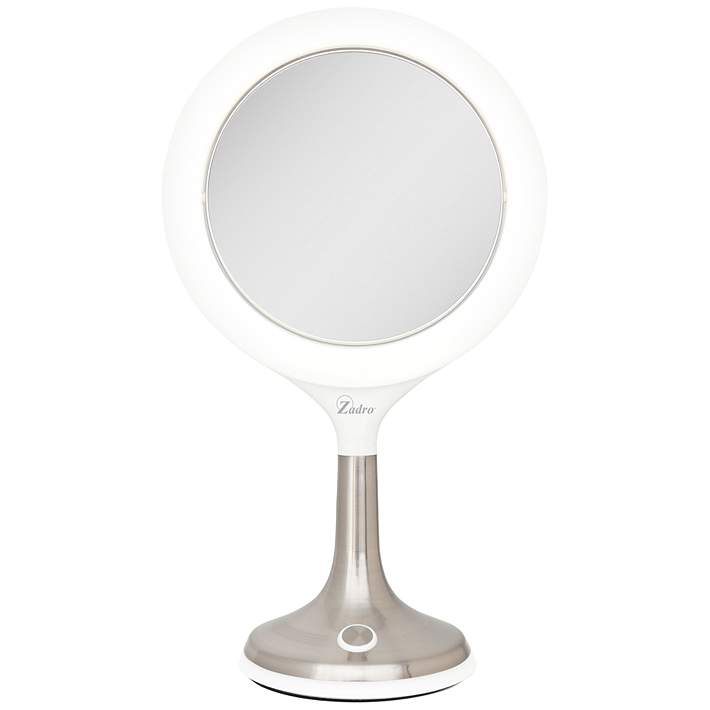 Solana Satin Nickel 1x 8x Led Variable, 20x Lighted Magnifying Vanity Mirror