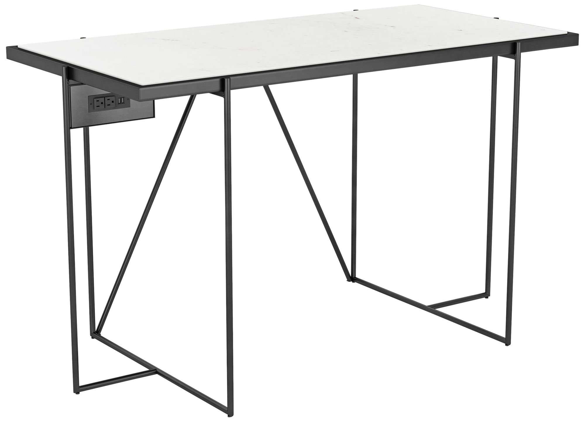 Zuo Winslett White Marble and Matte Black Desk