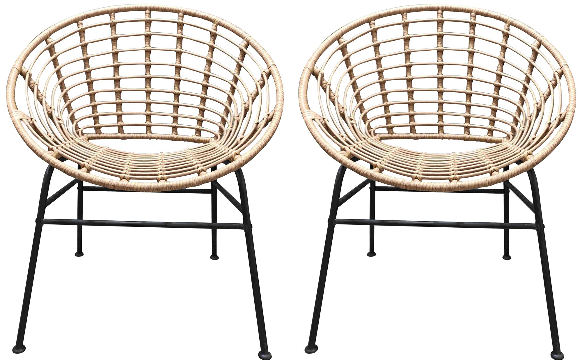 Zuo Cohen Natural Woven Outdoor Chairs Set of 2
