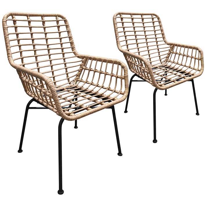Zuo Lyon Natural Woven Outdoor Chairs, Woven Outdoor Furniture