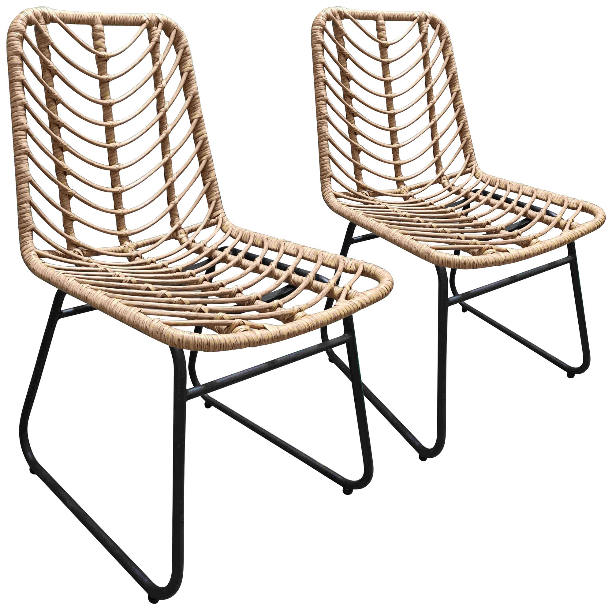Zuo Laporte Natural Woven Outdoor Chairs Set of 2