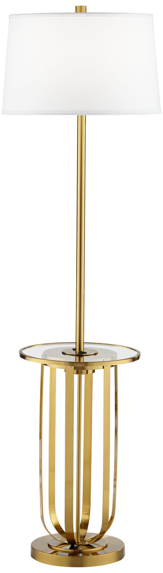 Possini Euro Wilshire Brass USB Tray Table Floor Lamp 83J90 Lamps Plus