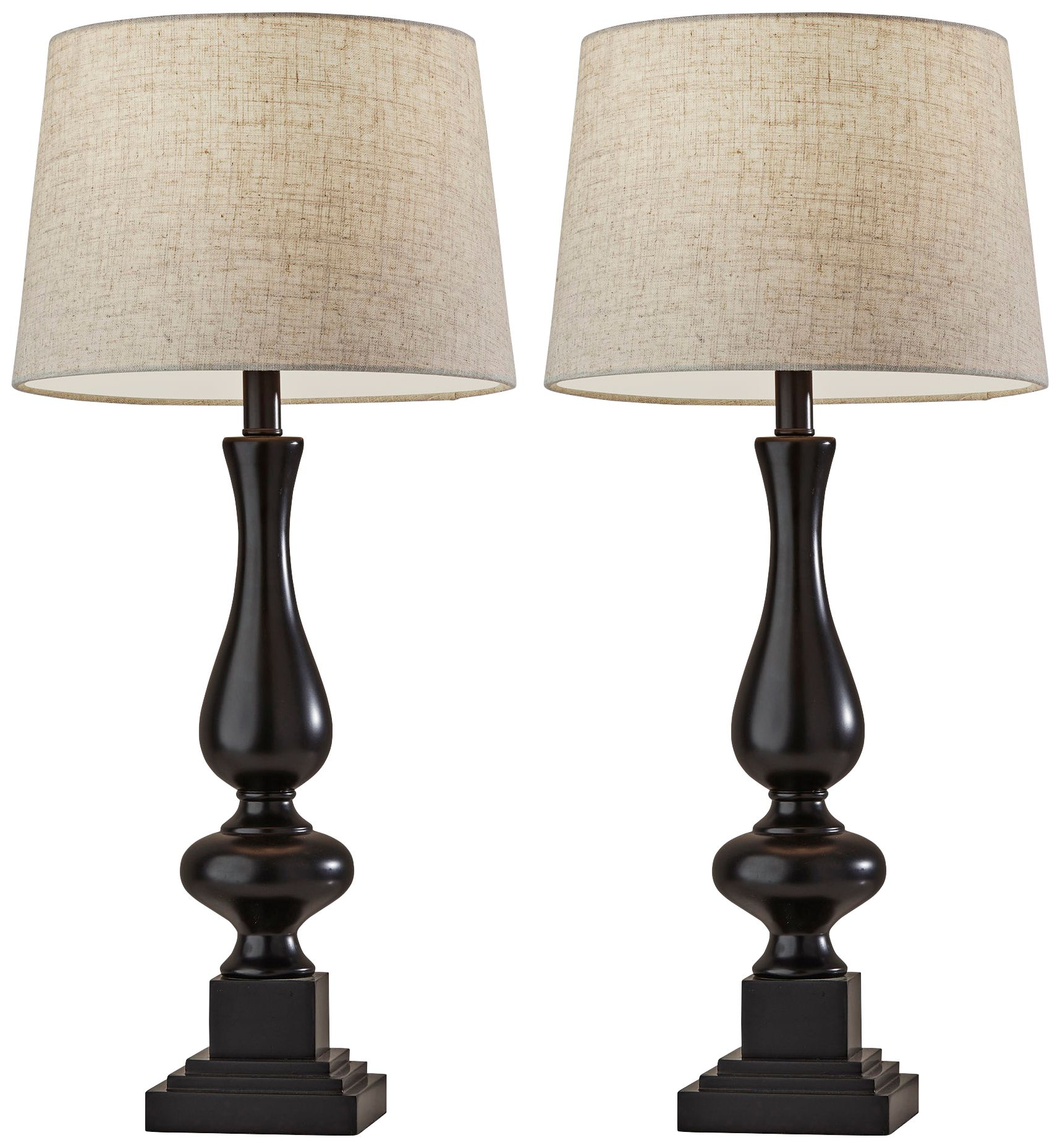 Gary Black Column Table Lamps Set of 2