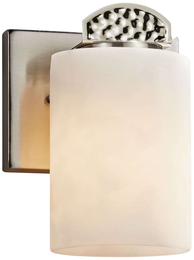 Clouds Malleo 7" High Nickel Faux Porcelain Wall Sconce
