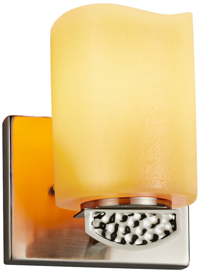 CandleAria Malleo 7" High Nickel Warm Amber Wall Sconce