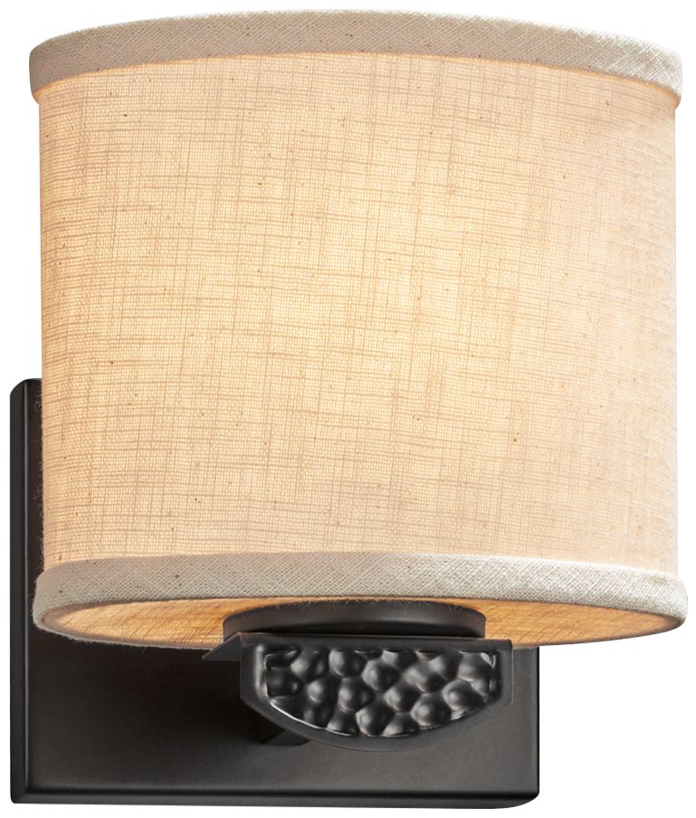 Textile Malleo 7" High Black Cream Woven Wall Sconce