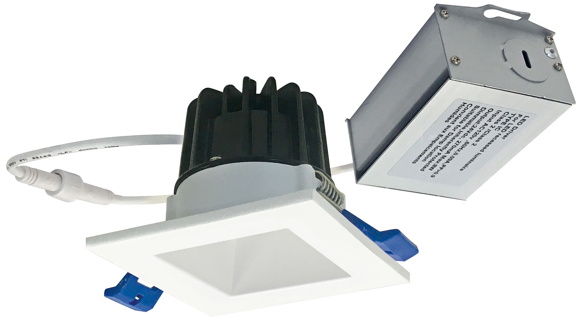 Nora M2-Series 2" Matte Powder White LED Square Downlight