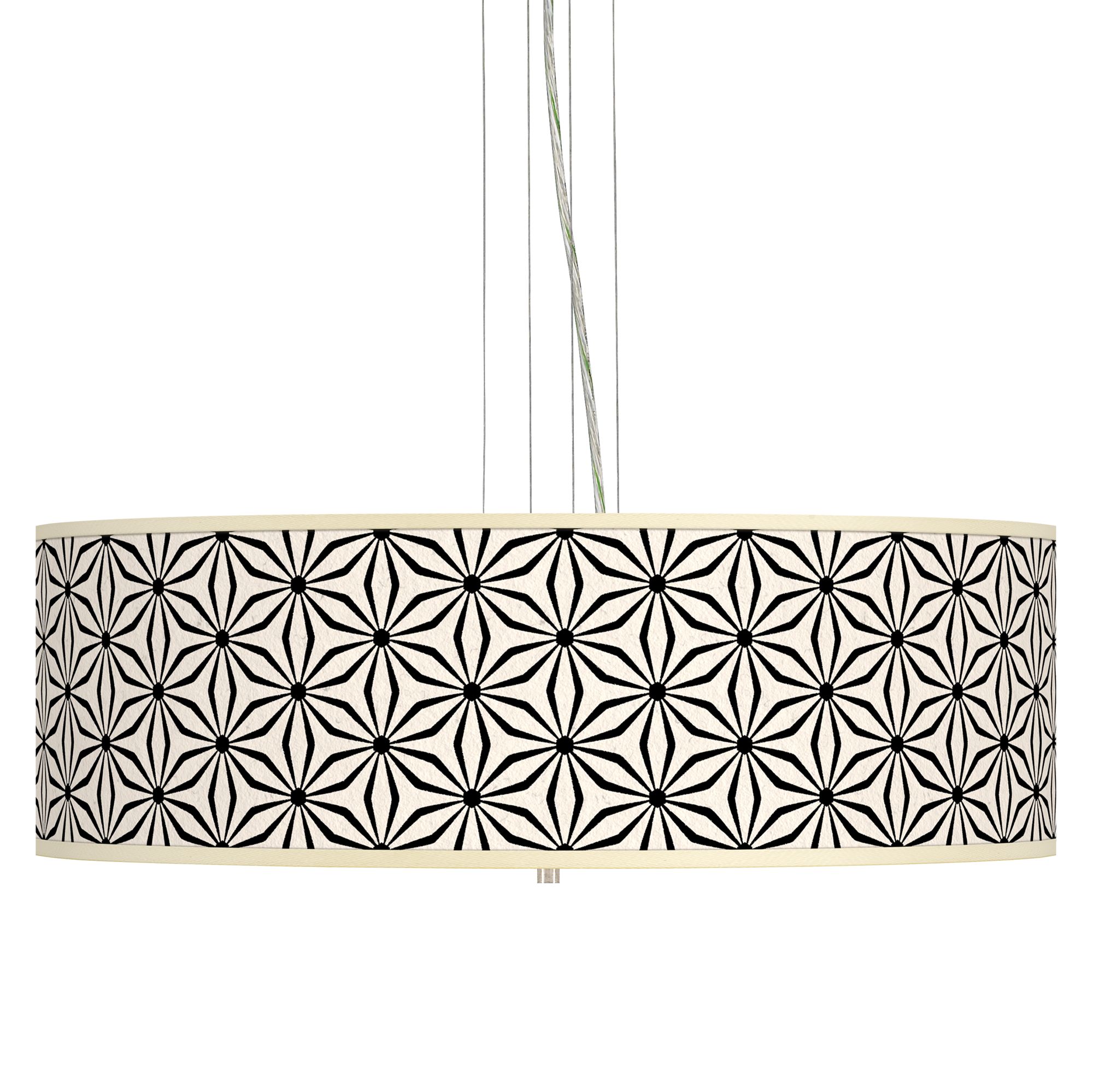 Kaleidoscope Flowers Giclee 24" Wide 4-Light Pendant Chandelier