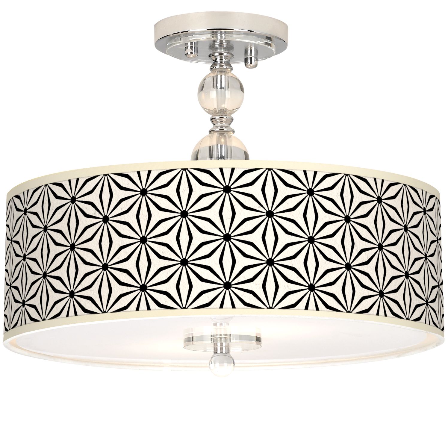 Kaleidoscope Flowers Giclee 16" Wide Semi-Flush Ceiling Light