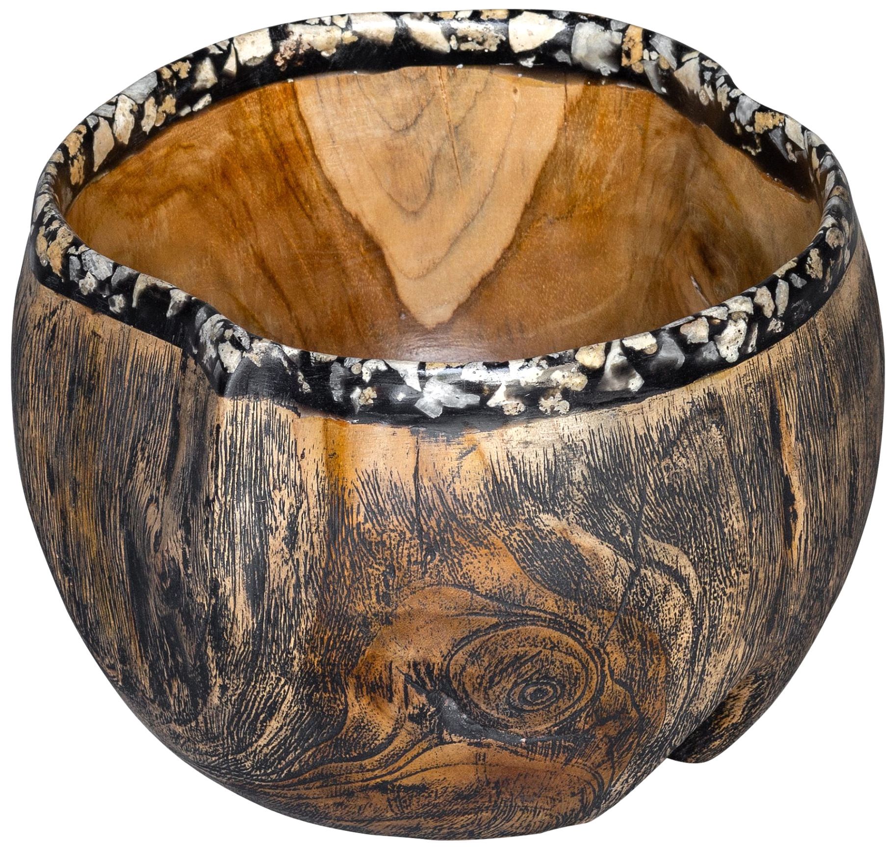 Chikasha 10 1/4" Wide Natural Teak Wood Decorative Bowl