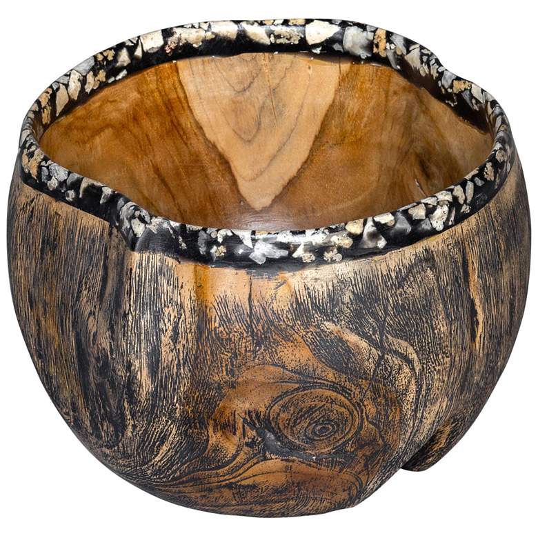 Image 1 Chikasha 10 1/4" Wide Natural Teak Wood Decorative Bowl
