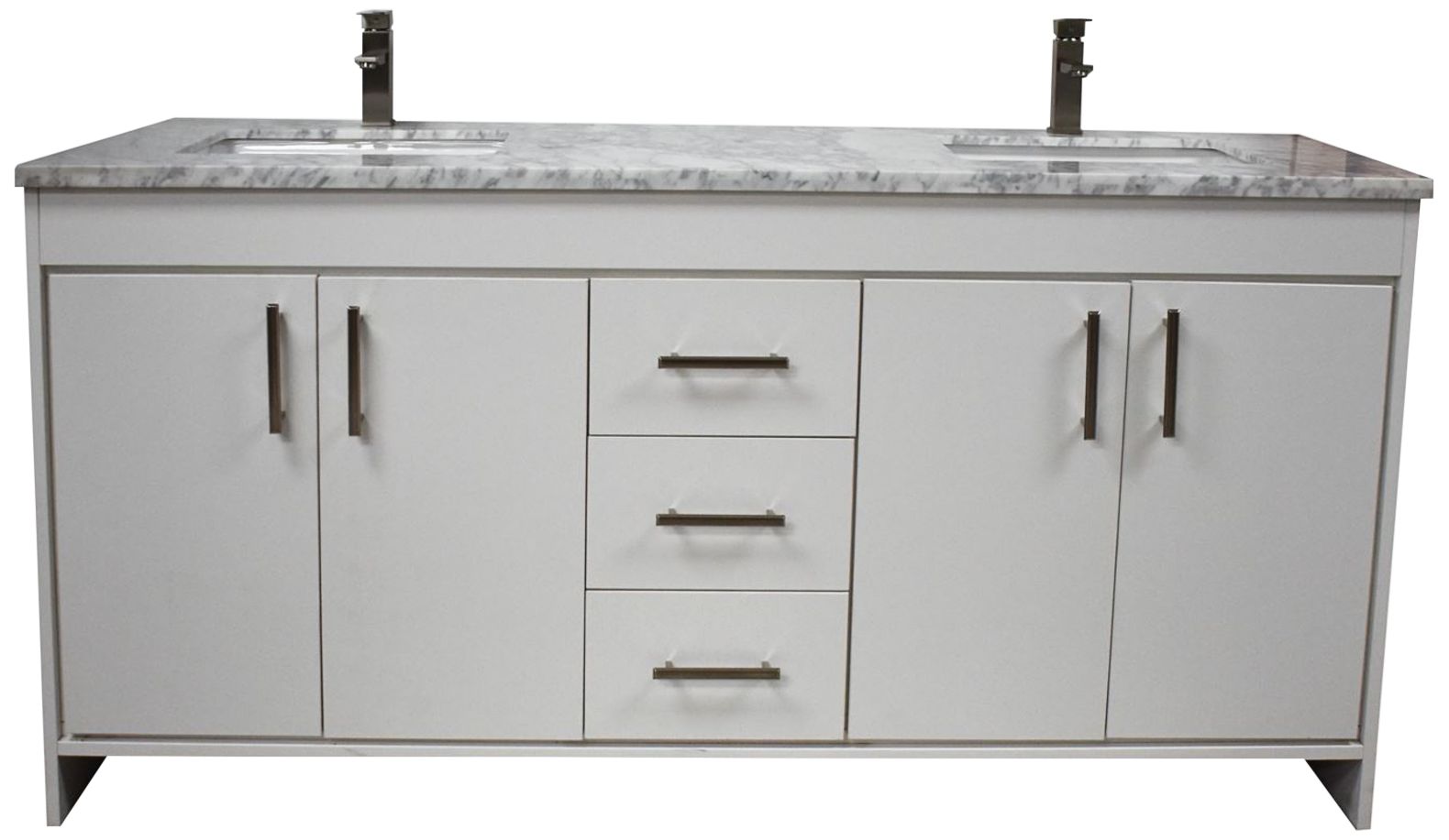 Capri 60" Wide White Marble Top 3-Drawer Double Sink Vanity