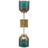 Jamie Young Vapor 24 3/4&quot; High Aqua and Brass Double Wall Sconce