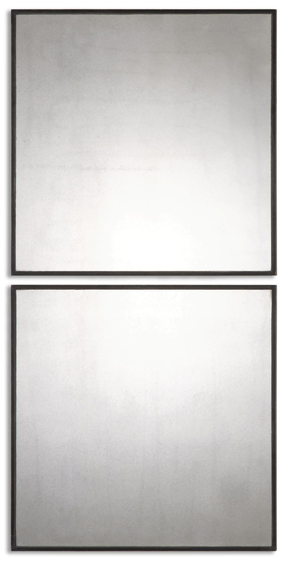 Matty Aged Black 23 1/2" Square Wall Mirrors Set of 2