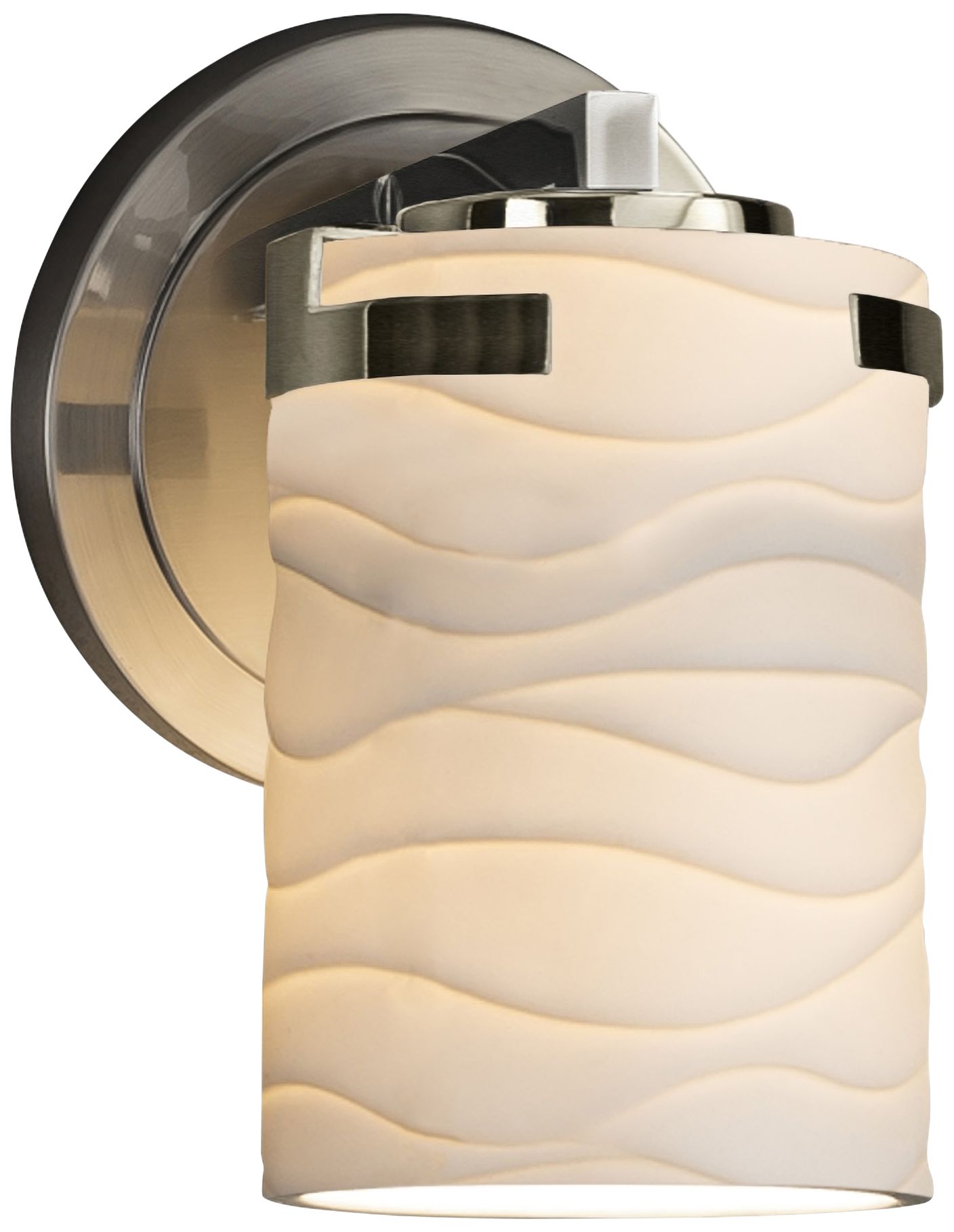 Limoges Atlas 8" High Brushed Nickel Wave Wall Sconce