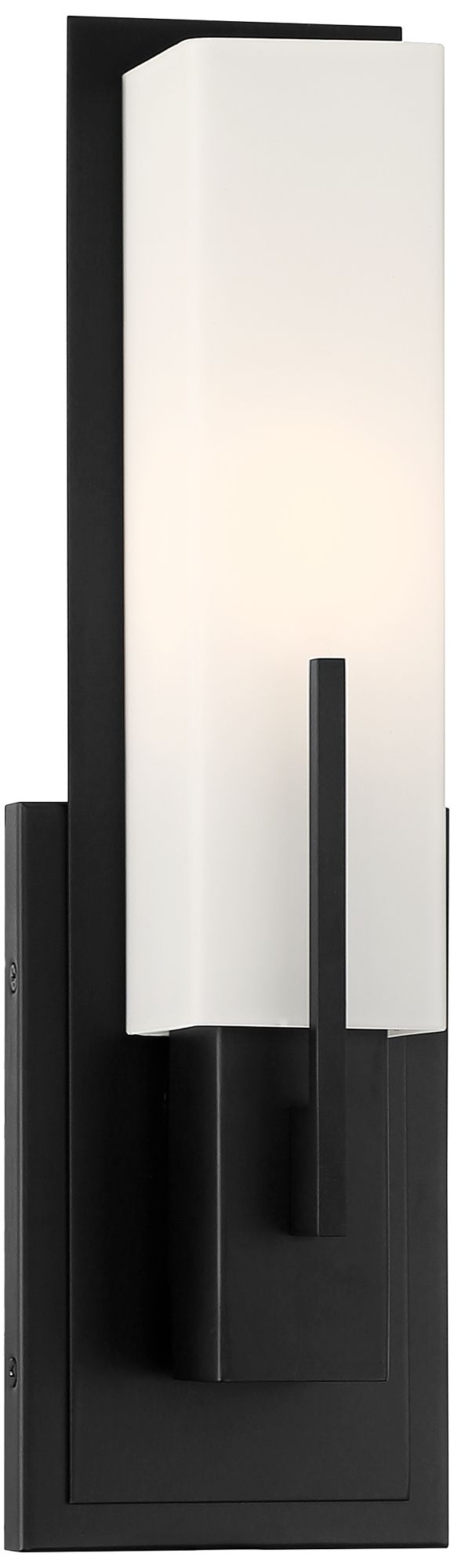 Possini Euro Midtown 15" High White Glass Black Wall Sconce