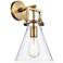 Newton 14"H Brushed Brass Truncated Cone Glass Wall Sconce