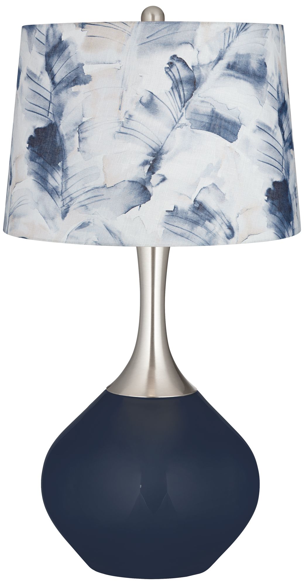 Naval Blue Watercolor Palm Shade Spencer Table Lamp
