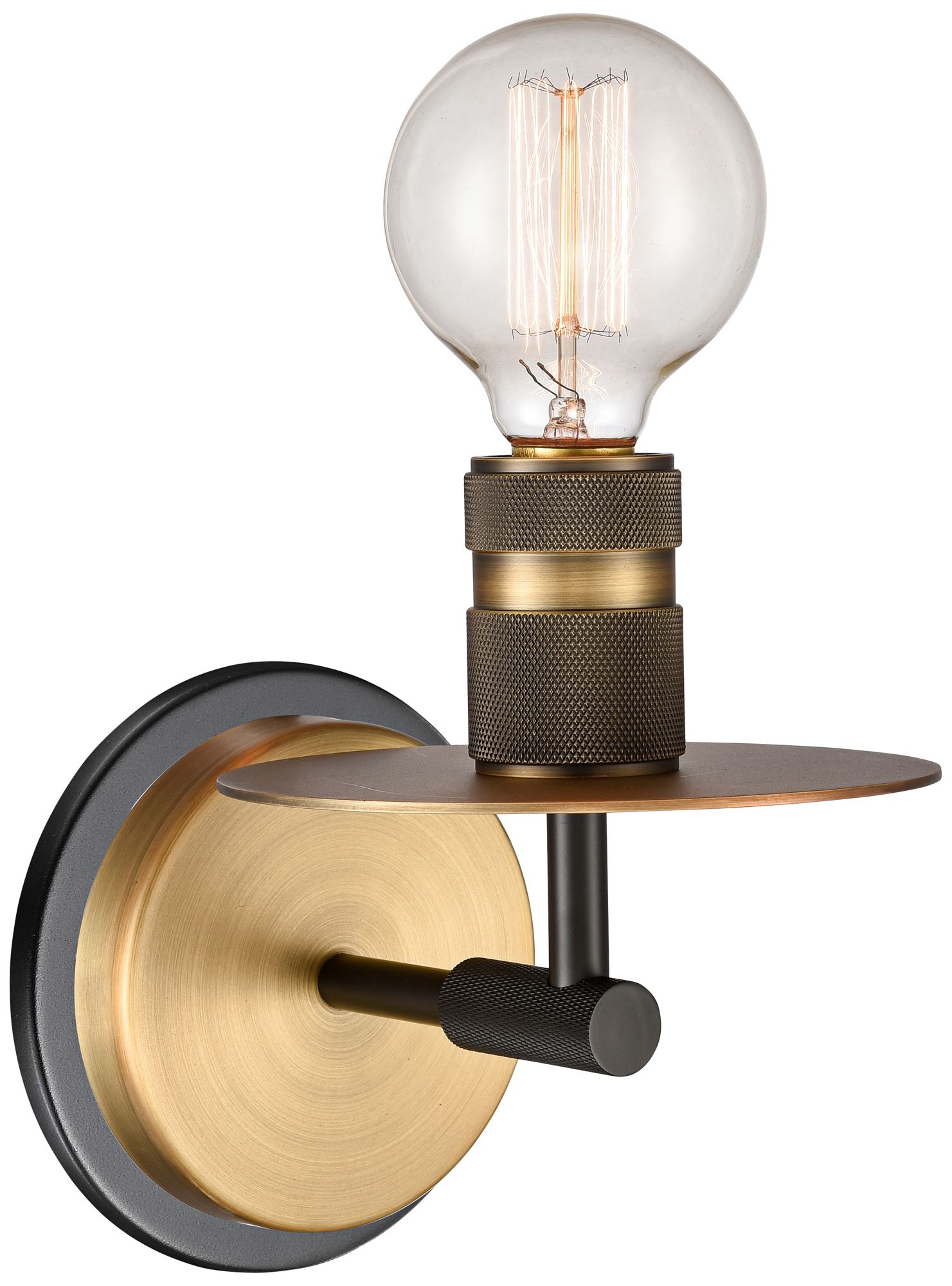 Aurora 6 3/4" High Black and Brushed Brass Metal Wall Sconce 84M09