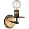 Aurora 6 3/4" High Black and Brushed Brass Metal Wall Sconce