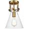 Newton 8"W Brushed Brass Truncated Cone Glass Ceiling Light